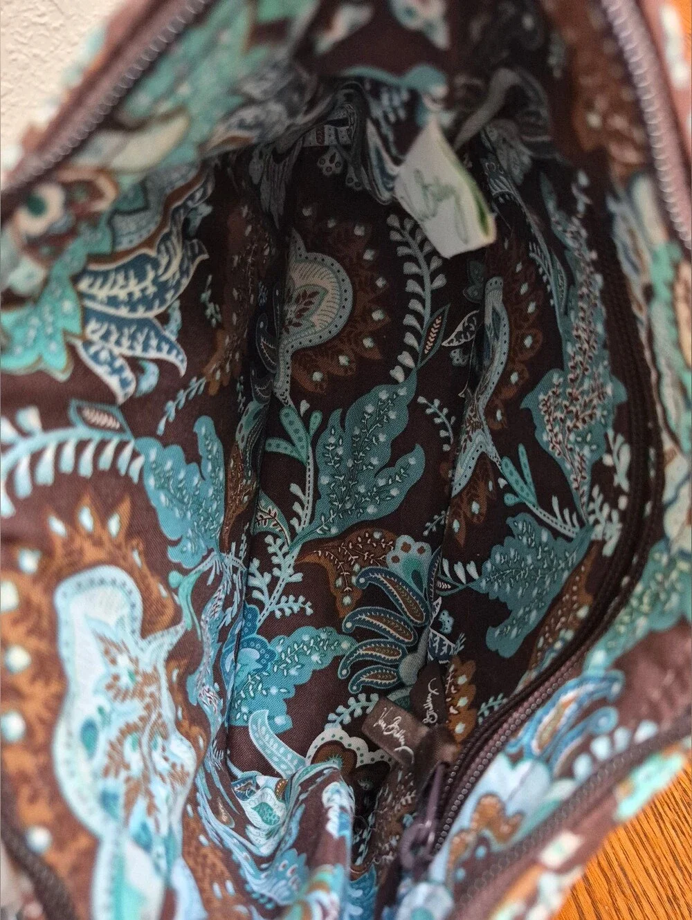 Vera Bradley Java Blue Molly Shoulder Bag With Matching Card Holder Wallet